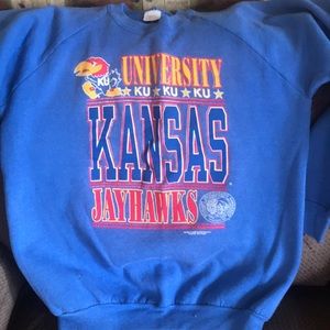 Vintage Jayhawks Sweatshirt Lg